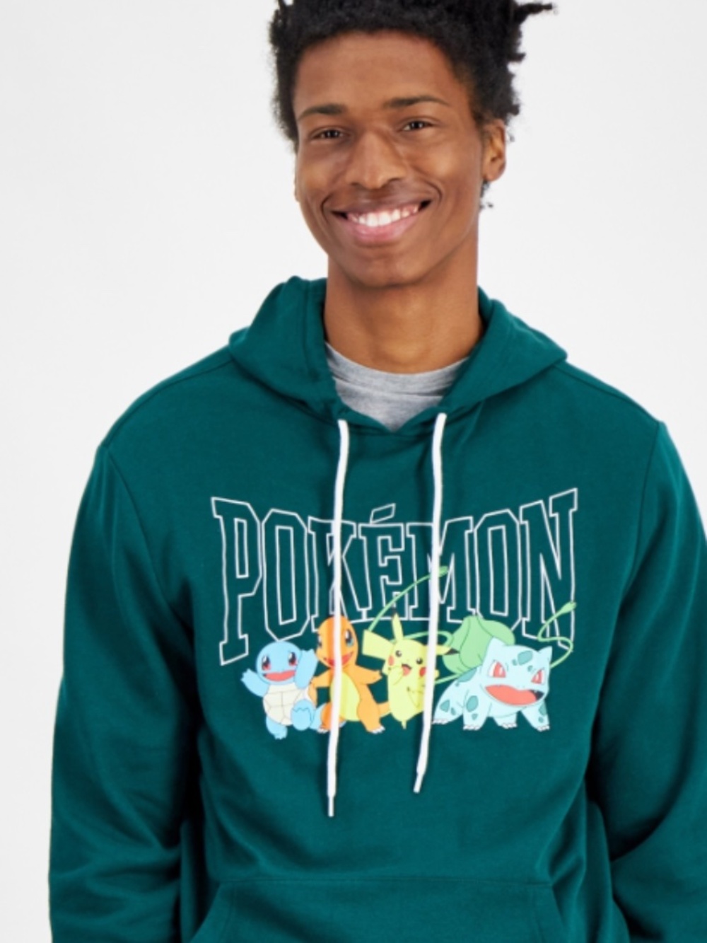 Hybrid Men's Pokemon Gang Regular-Fit Printed Fleece Hoodie - Green SIZE S NWT